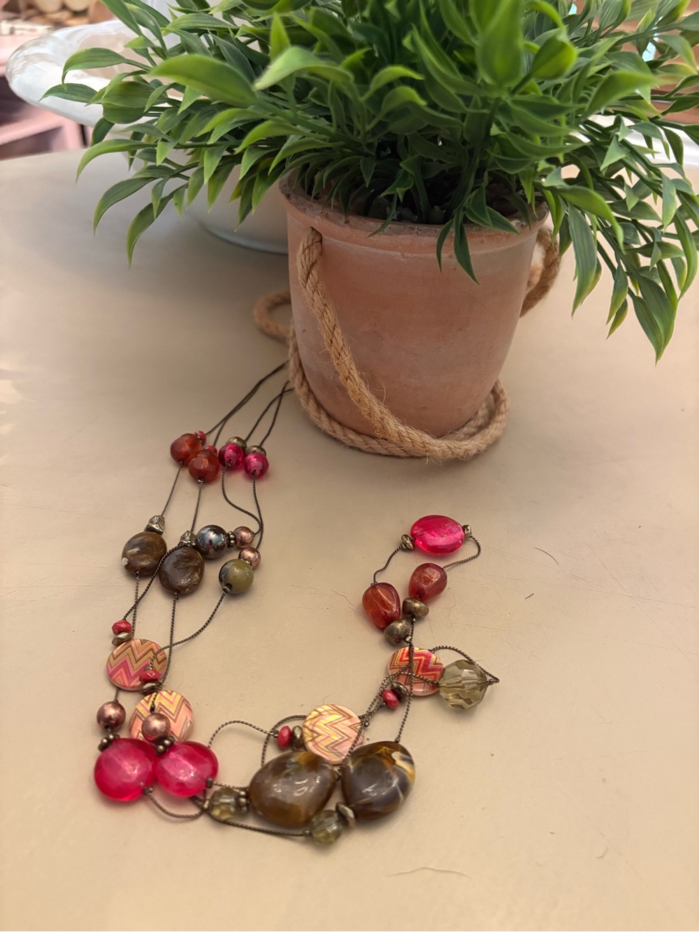 Ruby Rd. Pink & Brown Layered Bead Necklace